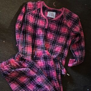 Muk Luks Pink and Black Plaid women’s Pajama Set